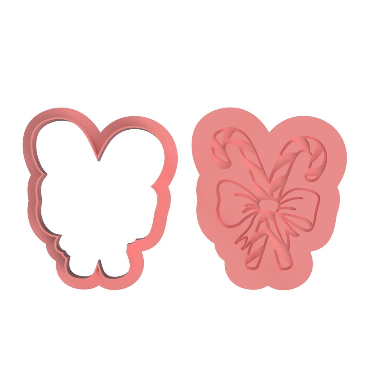 christmas candy cane con fiocco stampino per biscotti cookie cutter