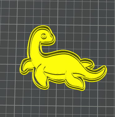 dinosauro con sorriso e testa girata stampino per biscotti cookie cutter