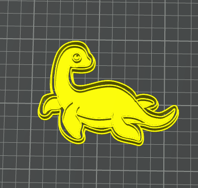 dinosauro con sorriso e testa girata stampino per biscotti cookie cutter