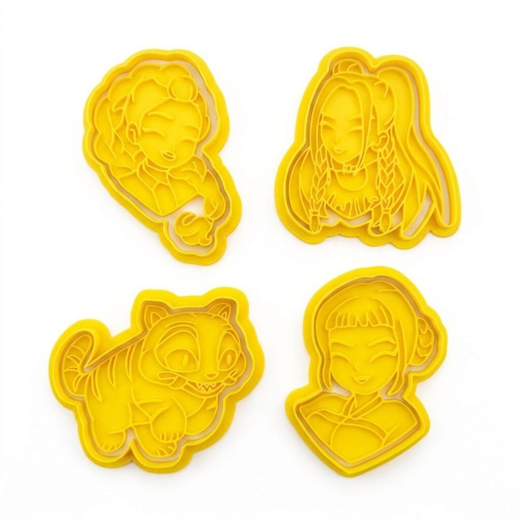 K POP Demon Hunters Tagliabiscotti Huntrix Cake Set di 4 Timbri Fondente Rumi stampino per biscotti cookie cutter