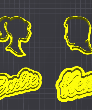 barbie e ken silhouette e logo stampino per biscotti cookie cutter
