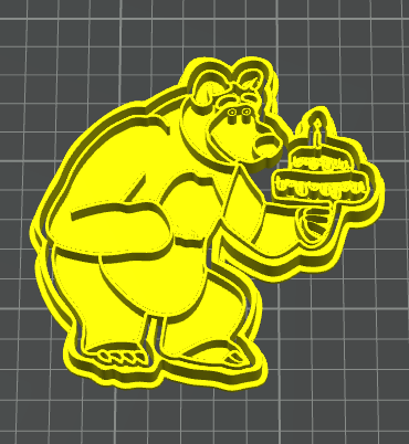 masha e orso con torta stampino per biscotti cookie cutter