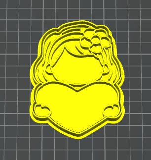 ragazza con cuore e fiore stampino per biscotti cookie cutter